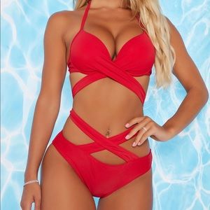 Watch me tan 2 piece bikini- Red